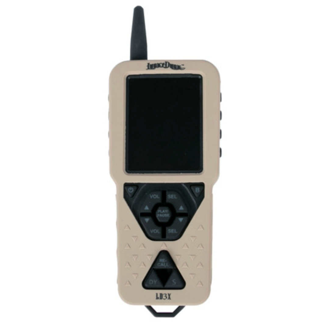 Lucky Duck Roughneck beige remote control with screen and buttons on a white background