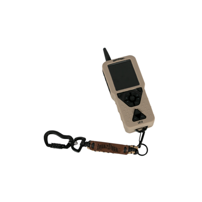 E-Caller Remote Keeper with lanyard and clip on white background