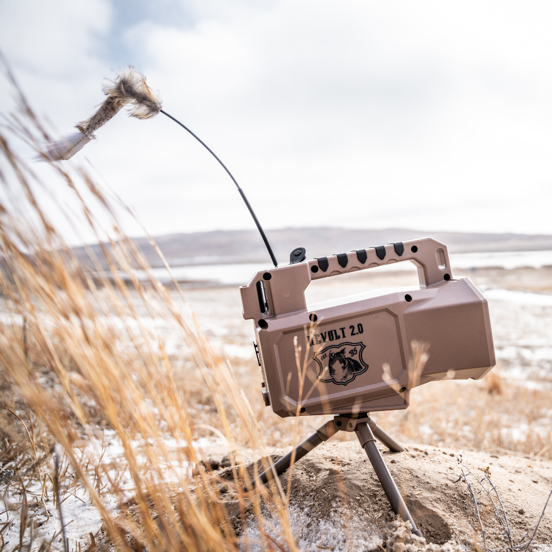 Lucky Duck REVOLT 2.0  on a stand in a desert landscape